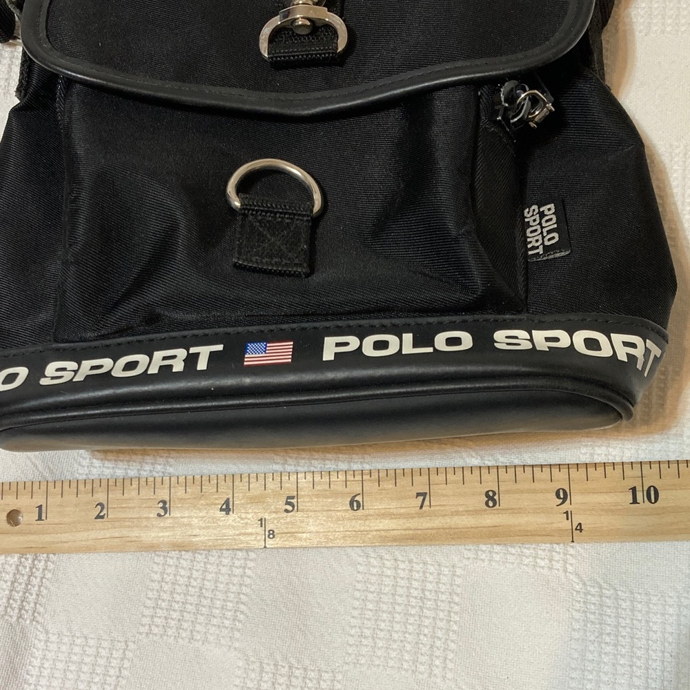 VINTAGE POLO SPORT RALPH LAUREN BLACK NYLON CROSS BODY BLACK BAG - Picture 13 of 16